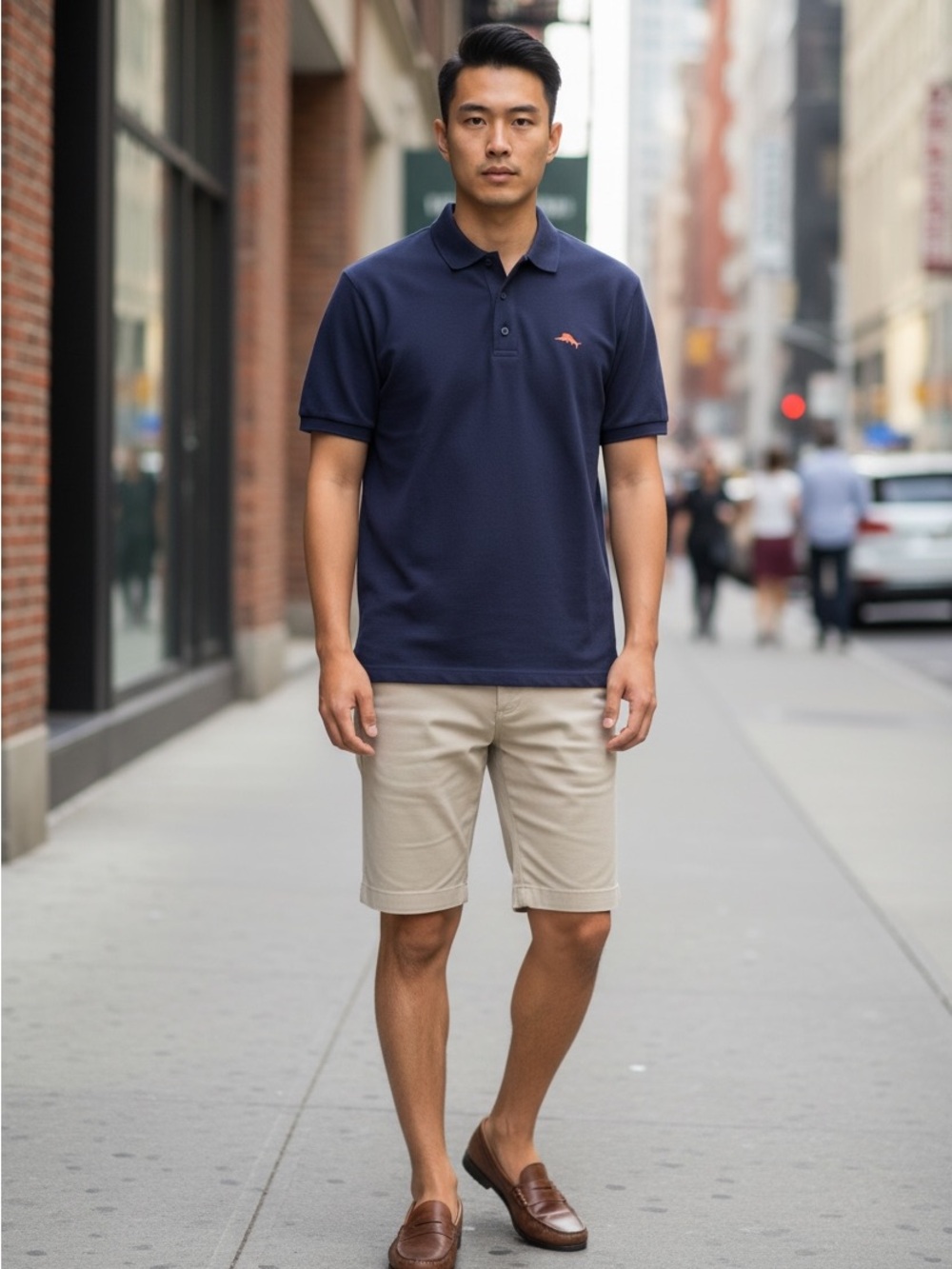 Tommy Bahama Navy Polo with Coral Logo